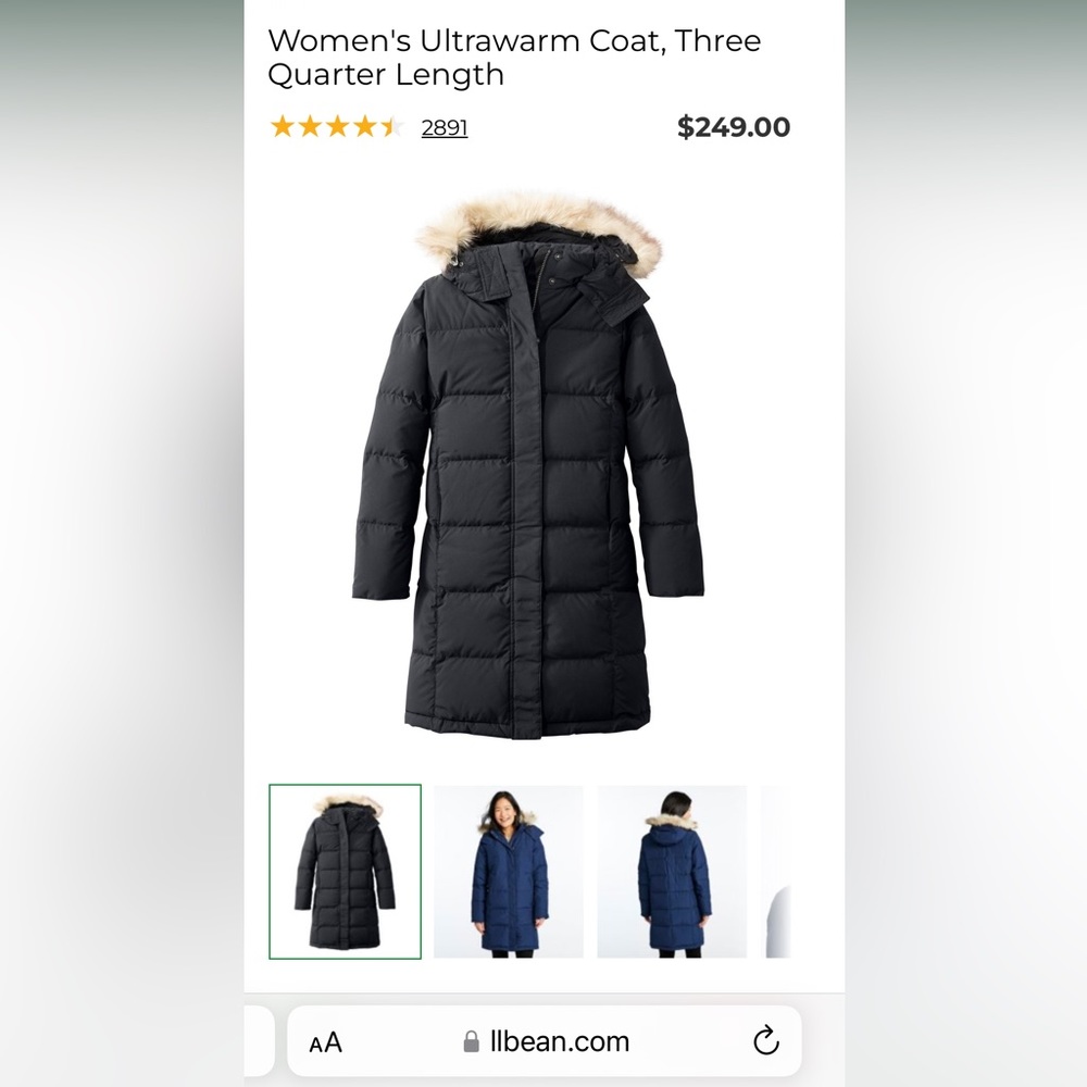 L.L. Bean Ultrawarm 3/4 Coat Women’s Regular
